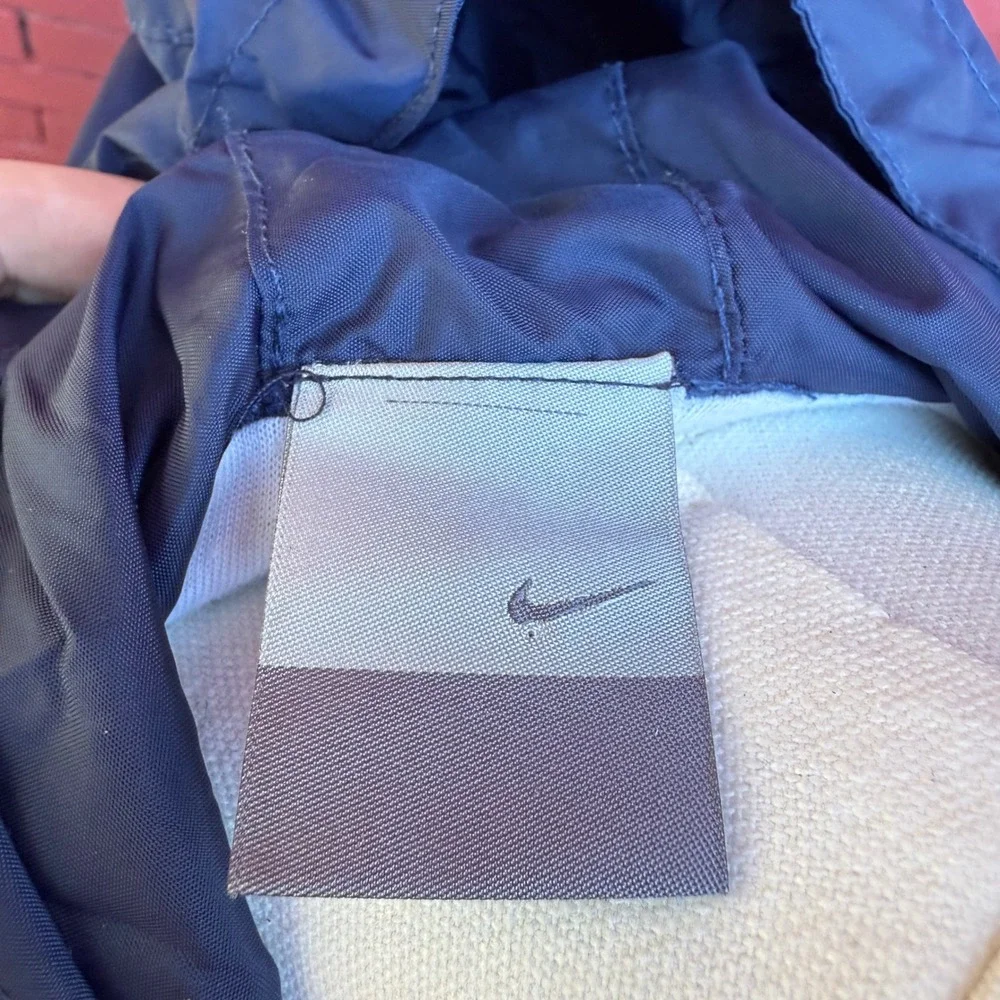 Vtg Y2K Nike‎ Coveralls Infant Size 12M Hooded Lined Zip Up Navy Blue Streetwear